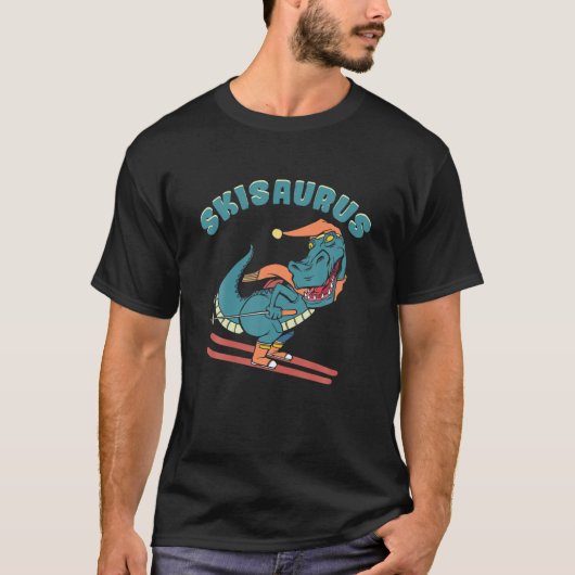 T-shirt Ski Saurus Dinosaur Ski Rex Avec Casquette Et Écar (Devant)
