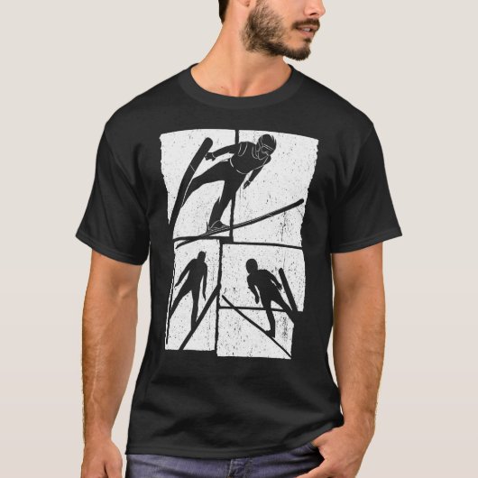 T-shirt Ski saut retro ski volant sports d'hiver ski jum (Devant)