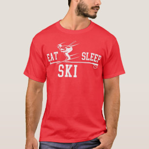 T-shirt Ski Ski Manger Sleep Répéter hiver Neige Sport Ski