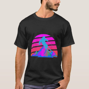 T-shirt Ski Ski Ski Hiver 80s 90s Retro Pink Slope