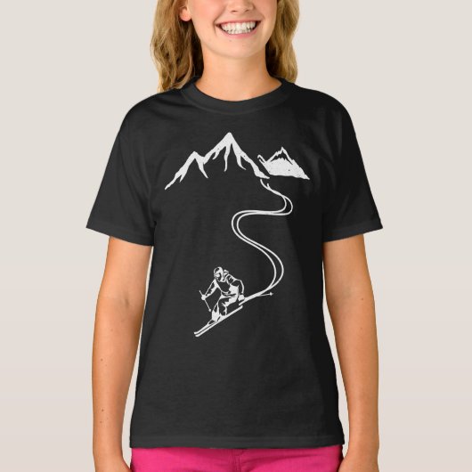 T-shirt Ski Skiing Mountains Skier Winter Sports (Devant)