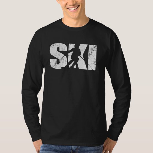 T-shirt Ski Snowboard Skiing Snow Mountain Winter Skiers V (Devant)