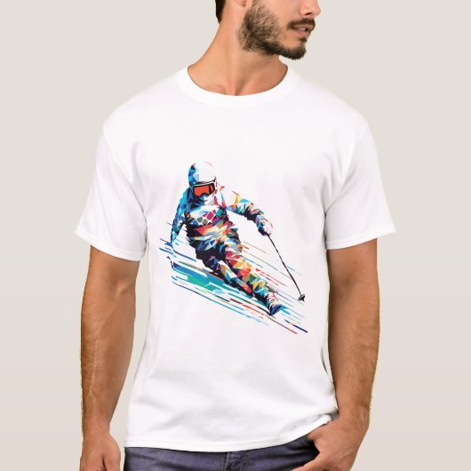 T-shirt Ski Sport Fast Speed Competition Abstrait (Devant)