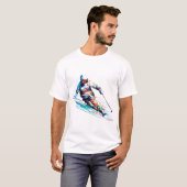 T-shirt Ski Sport Fast Speed Competition Abstrait (Devant entier)