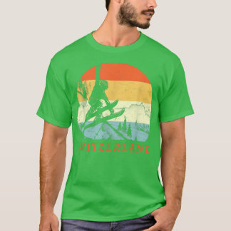 T-shirt Ski Switzerland Vintage Retro Snow Skiing Vacation