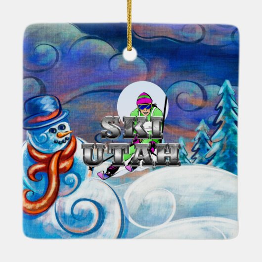 T-SHIRT Ski Utah Keramisch Ornament (Achterkant)