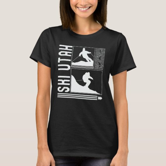 T-shirt Ski Utah Skiing Skier Winter Snowboard Snowboarder (Devant)