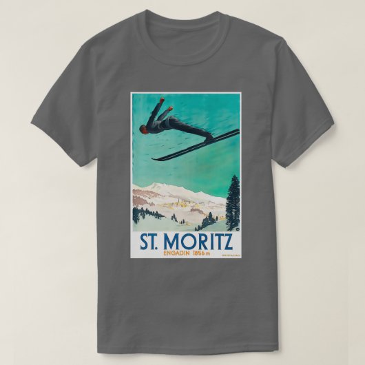 T-shirt Ski vintage Saint Moritz (Design devant)