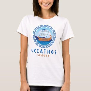 T-shirt Skiathos, Grèce Design de navires grecs femmes