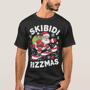 T-shirt Skibidi Rizzmas Santa Clause Patinage Board Rizz