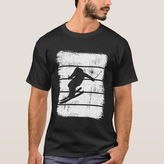T-shirt Skier Dessin Skier Sports d'hiver (Devant)