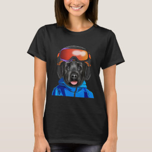 T-shirt Skier Noir Russe Terrier Snowboard Chien Pour M