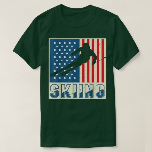 T-shirt Skier Ski Cross Country Downhill Snow Ameri (Design devant)