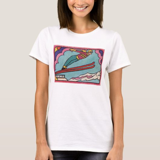 T-shirt Skier Vintage Matchbox (Devant)