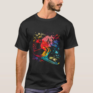 T-shirt skieur alpin sports d'hiver ski nordique skieur al