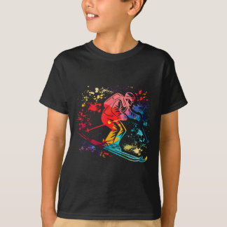 T-shirt skieur alpin sports d'hiver ski nordique skieur al