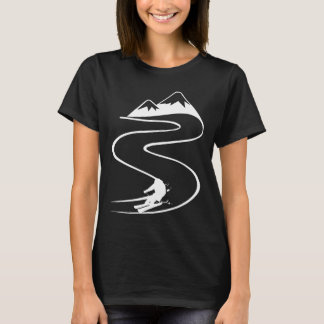 T-shirt Skieur avec des traces dans la neige poudreuse pro