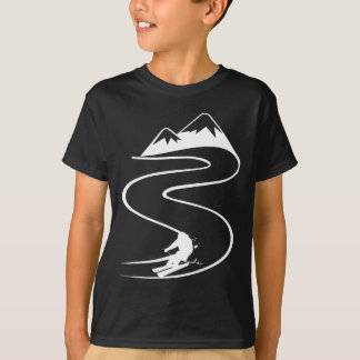T-shirt Skieur avec des traces dans la neige poudreuse pro