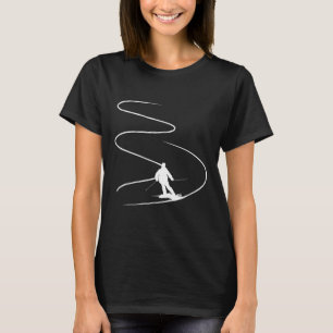 T-shirt Skieur Avec Des Traces En Poudre Profonde Neige Fr