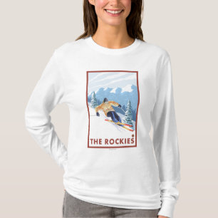 T-shirt Skieur de neige de Downhhill - les Rocheuses