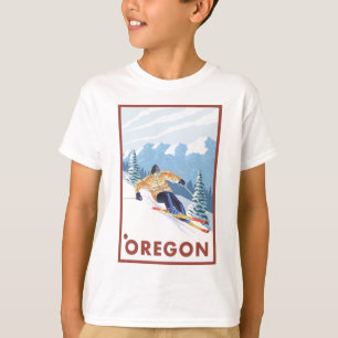 T-shirt Skieur de neige de Downhhill - Orégon