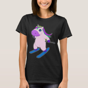 T-shirt Skieur Licorne Ski Sports d'hiver