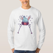 T-shirt Skiing Rabbit with ski poles ski goggles ski cap (Devant)