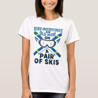 T-shirt Skiing Ski Lover Winter Sports Old Man Senior Skie