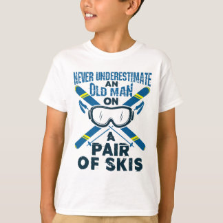 T-shirt Skiing Ski Lover Winter Sports Old Man Senior Skie