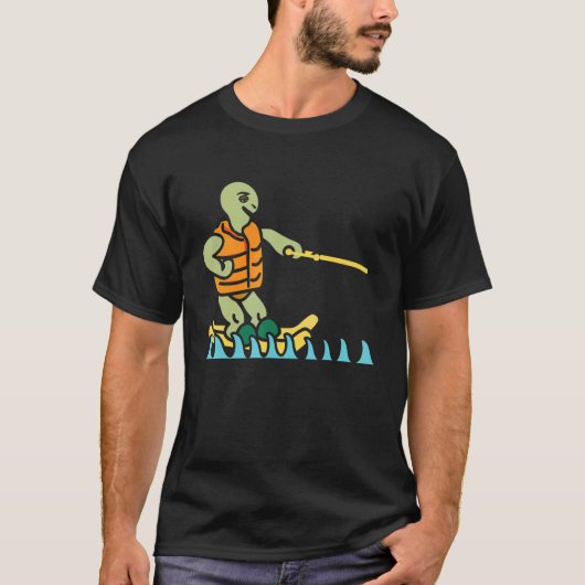 T-shirt Skiing Turtle Tortoise Skier Summer Sport Waterski (Devant)