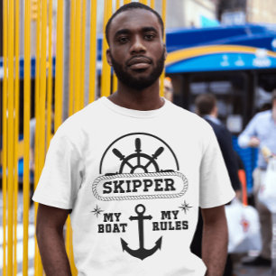 T-shirt Skipper My Boat My Rules Awesome Fisherman Cadeau