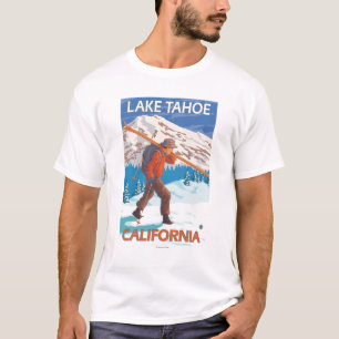 T-shirt Skis de transport de neige de skieur - le lac