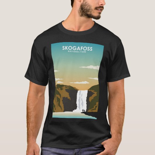T-shirt Skogafoss Islande Retro Waterfall National Park Tr (Devant)