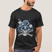 T-shirt Skull And Crossbones Pirate Ship Jolly Roger Flag  (Devant)