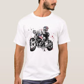 T-shirt Skull Biker avec casque de drapeau américa (Devant)