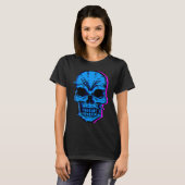 T-shirt Skull Blue Skeleton Bones Party Perfect  Idea (Devant entier)