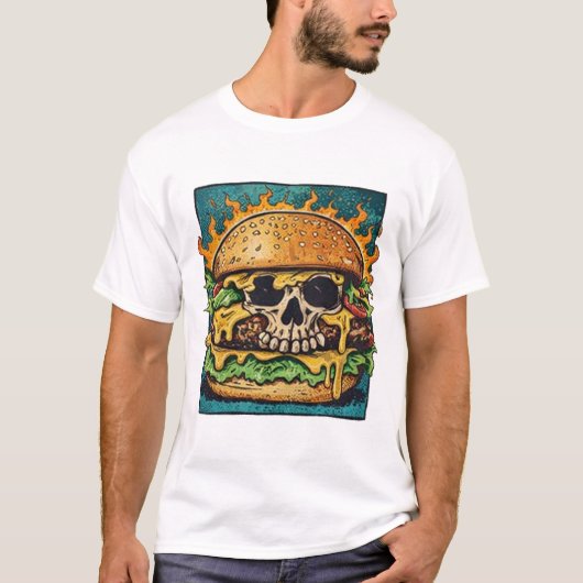 T-shirt Skull Burger Monster Art (Devant)