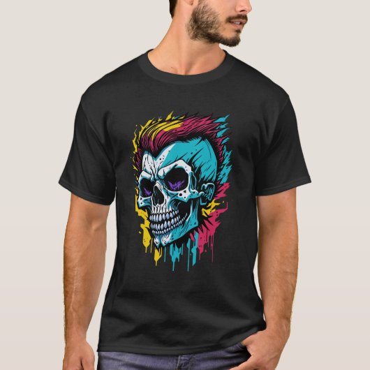 T-shirt Skull Funny Costume Graffiti Art (Devant)