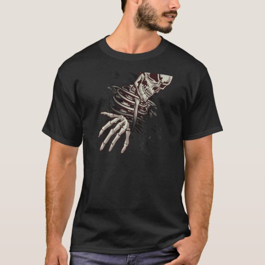 T-shirt Skull Graphic Skeleton Main Sortir Halloween O (Devant)
