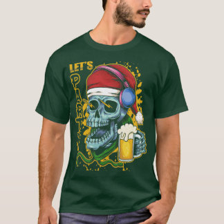 T-shirt Skull Père Noël laisse la fête de la bière