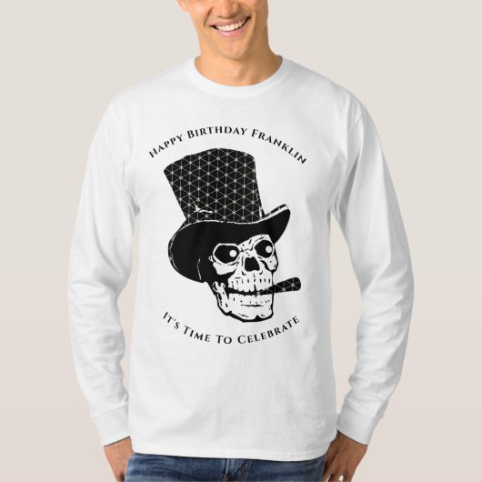 T-shirt Skull Skeleton Joyeux Anniversaire Fun Personnalis (Devant)