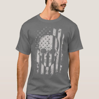 T-shirt Skull Vintage American Flag Patriotic Men Women (o