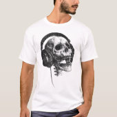 T-shirt Skull With Headphones Rock Music Art Shirt (Devant)