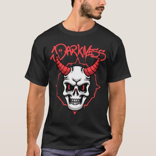 T-shirt Skull with Red Horns streetwear (Devant)