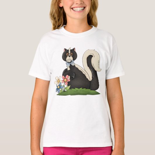 T-shirt Skunk Avec Fleurs (Devant)