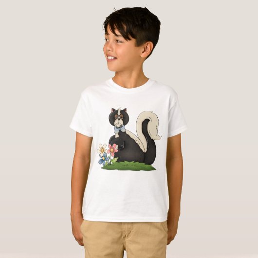T-shirt Skunk Avec Fleurs (Devant entier)
