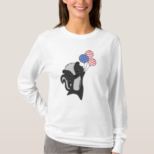 T-shirt Skunk Funny Chat 4 juillet Drapeau américain