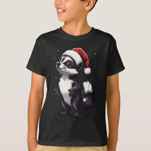 T-shirt Skunk Santa Hat Funny Xmas Skunk Lovers Christmas (Devant)