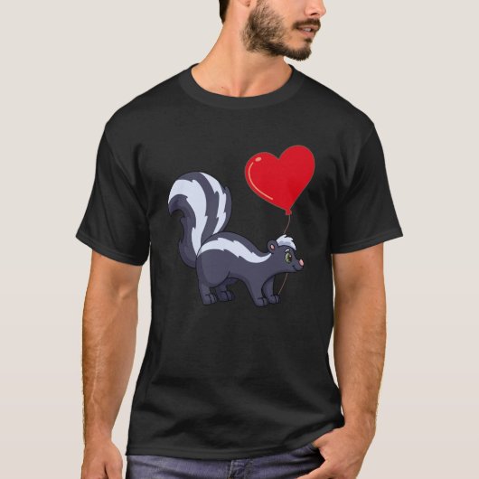 T-shirt Skunk With Heart Balloon Valentines Day Love Boys (Devant)