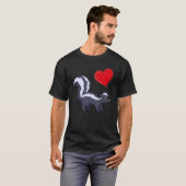 T-shirt Skunk With Heart Balloon Valentines Day Love Boys (Devant entier)